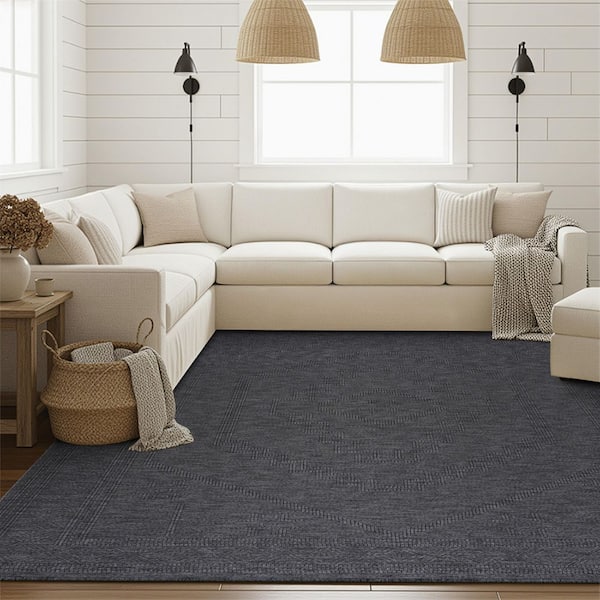 Alma Dark Gray 8 ft. x 10 ft. Moroccan Machine Washable Indoor Area Rug