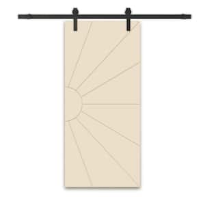 24 in. x 80 in. Beige Stained Composite MDF Paneled Interior Sliding Barn Door with Hardware Kit