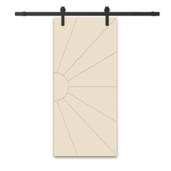 CALHOME 30 in. x 96 in. Beige Painted Composite MDF Sliding Barn Door with Hardware Kit