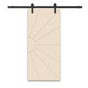 42 in. x 96 in. Beige Stained Composite MDF Paneled Interior Sliding Barn Door with Hardware Kit