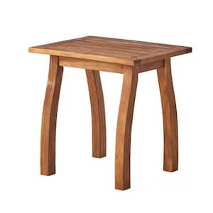 Teak Acacia Wood Stylishly-Slatted Outdoor Accent TablePatio Decor Set-Up Complement for Backyard and Pool Decks