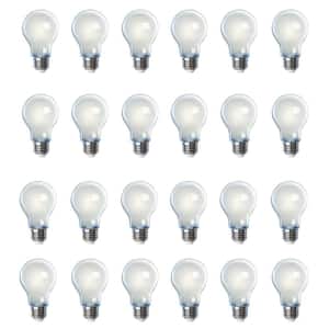 60-Watt Equivalent A19 Dimmable Filament CEC 90 CRI White Glass E26 Medium LED Light Bulb, Bright White 3000K (24-Pack)