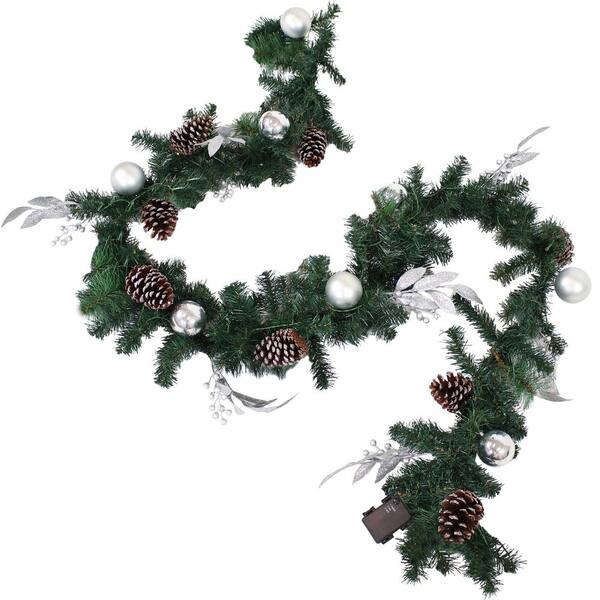 Sunnydaze 9 ft. Pre-Lit Winter Artificial Christmas Garland