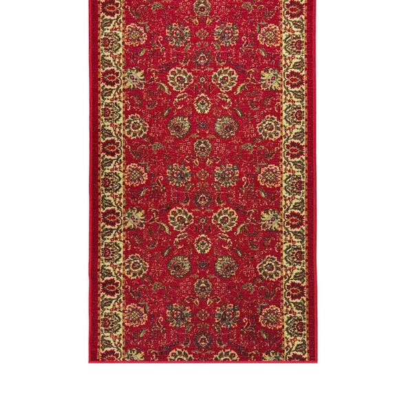 Homeline Non-Slip Rubberback 3 ft. x 43 ft. Oriental Indoor, Dark Red Runner Rug