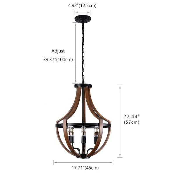 aiwen 6-Light Rustic Style Wood Black Grain Pendant Light aiwen 6-Light Rustic Style Wood Black Grain Pendant Light