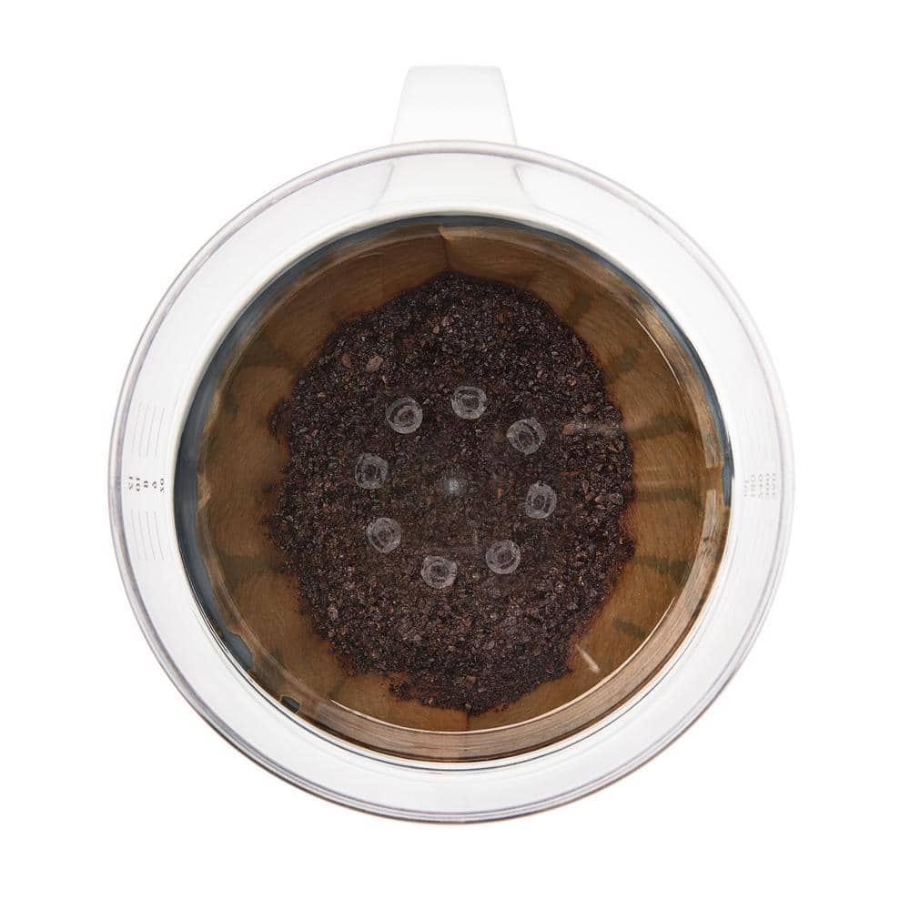 White 12 oz Single Serve Pour-Over Coffee Maker
