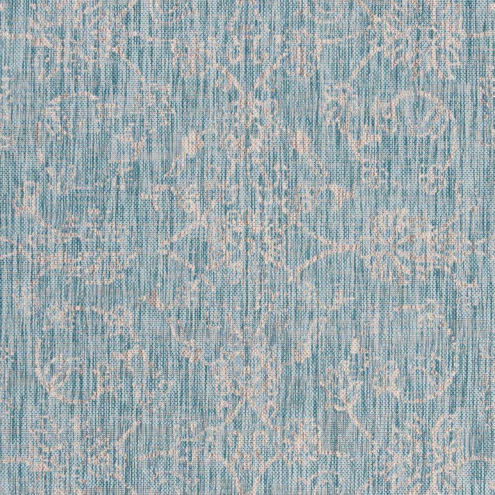 Aqua and Grey 8' x 11' Synthetic Easy-Care Reversible Area Rug