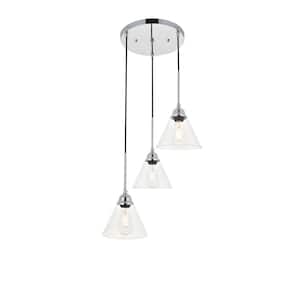 Timeless Home Haas 3-Light Pendant in Chrome with 7.3 in. W x 5.5 in. H Clear Glass Shade