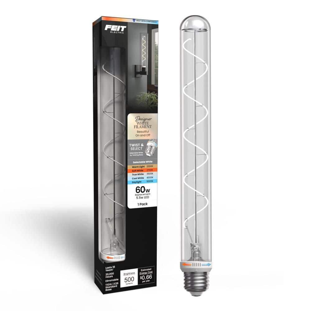 60W Equivalent T10XL Dim Spiral White Filament Clear E26 Vintage Specialty Twist Select LED Light Bulb Selectable White price history on PriceWatchPro