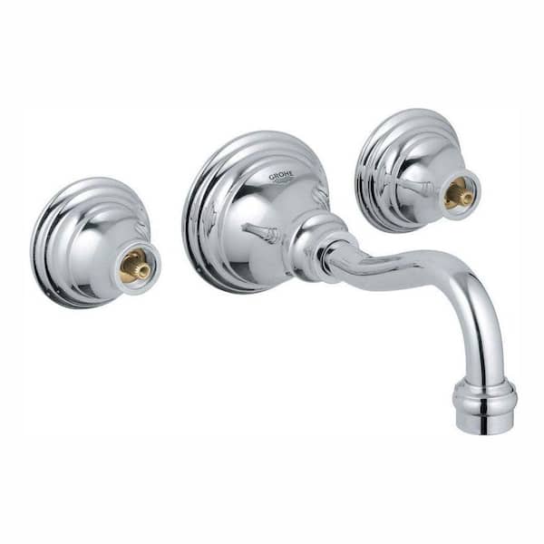 GROHE Bridgeford 2-Handle Wall Mount Bathroom Faucet in StarLight Chrome (Handles Sold Separately)