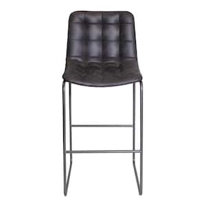 Westover 30 in. Dark Gray Steel Frame and Dark Gray Tufted Faux Leather Seat and Back Bar Stool