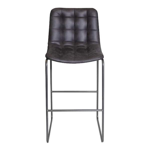 Steve Silver Westover 30 in. Dark Gray Steel Frame and Dark Gray Tufted Faux Leather Seat and Back Bar Stool