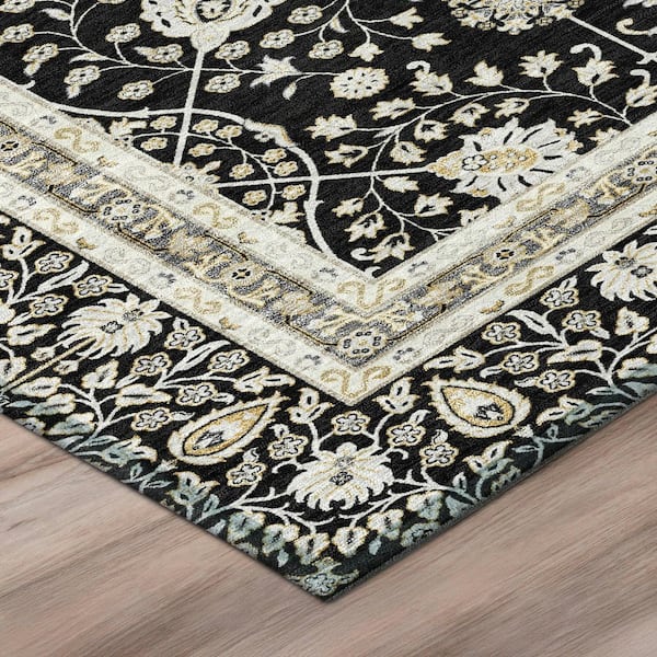 Chantille Machine Washable Indoor/Outdoor Abstract ACN3047 Black 8 ft. x 10 ft. Area Rug