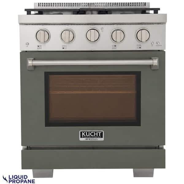 30 in. 4.2 cu. ft. 4-Burners Freestanding Propane Gas Range and Convection Oven in Olive Green with True Simmer Burners