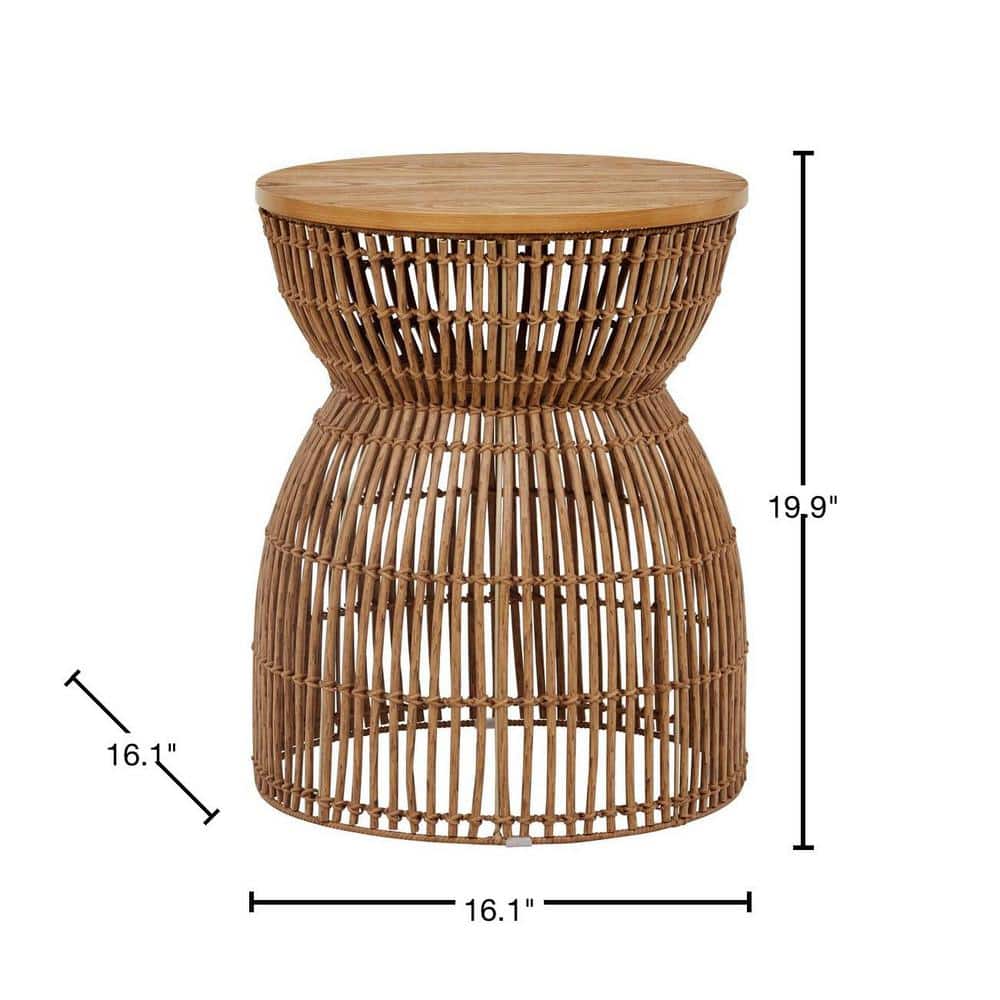 Avena 16.1 in. Natural Side Table with Removeable Top for Storage - thumbnail 3