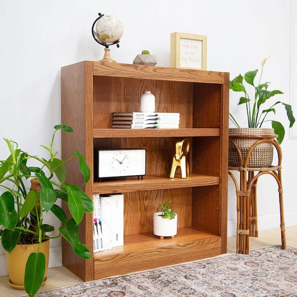 Concepts In Wood 36 in. Dry Oak Wood 3-shelf Standard Bookcase