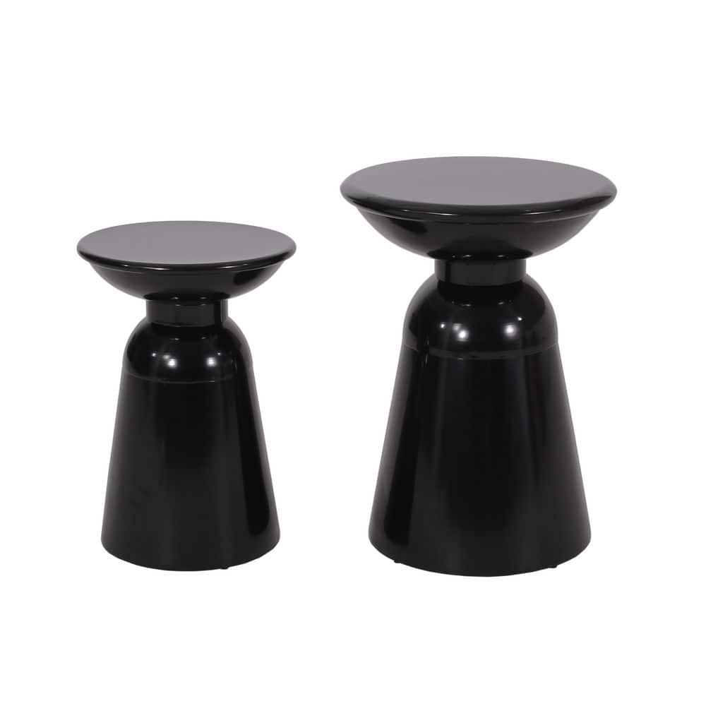 2-Piece Black Round Metal Outdoor Side Table with Flared Design price history on PriceWatchPro