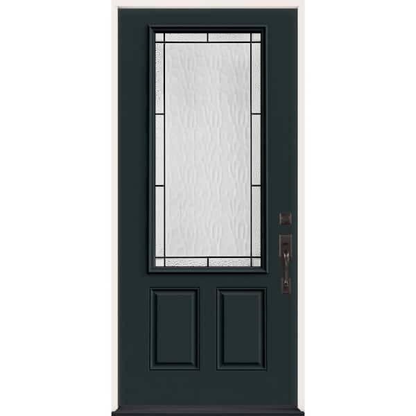JELD-WEN 36 in. x 80 in. Left-Hand/Inswing 3/4 Lite Wendover Decorative Glass Marine Steel Prehung Front Door