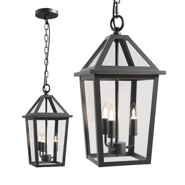 Maxax Kiyani 16 in. 3-Light Black Outdoor Pendant Light
