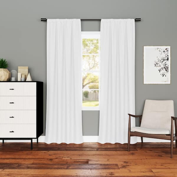 Kinnear Textured White Polyester 40 in. W x 84 in. L Rod Pocket Blackout Curtain (Single Panel)