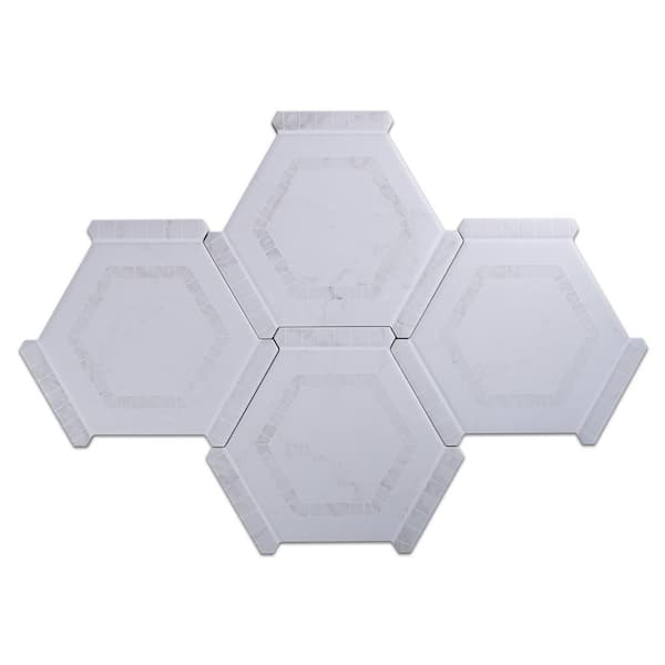 MOLOVO Ibiza White Hexagon 8.58 in. x 9.89 in. Matte Porcelain Tile Sample