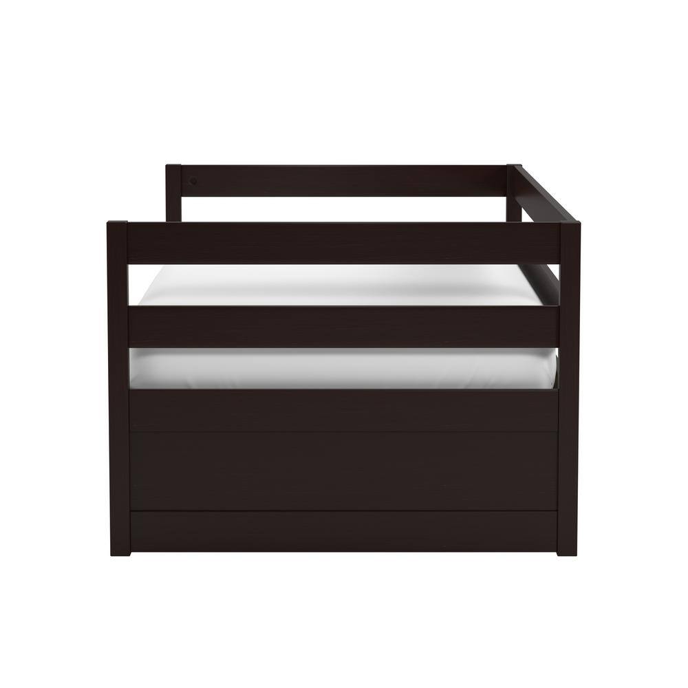 Twin Brown Pine Wood Daybed with Trundle
