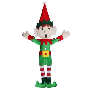 36 in. Fabric Pre-Lit Inept Elf Hanging Lawn Decor