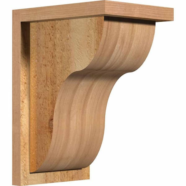 Ekena Millwork 8 in. x 10 in. x 14 in. Western Red Cedar Carmel Rough Sawn Corbel with Backplate