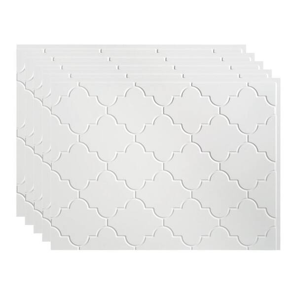 Fasade 18.25 in. x 24.25 in. Monaco Vinyl Backsplash Panel in Gloss White (5-Pack)
