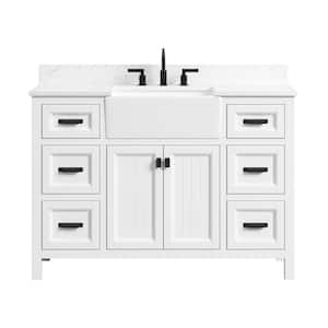 Richfield 49 in. Single Sink Freestanding White Bath Vanity with White Engineered Stone Top and Backsplash Assembled