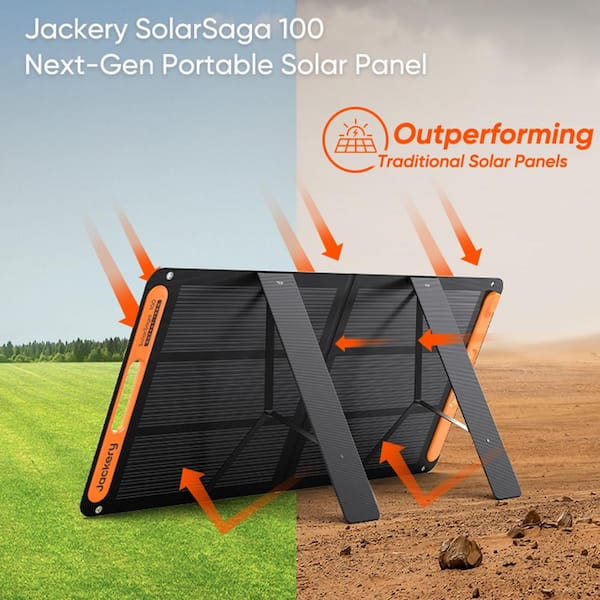 Jackery Solar Saga 100-Watt Portable Solar Panel IP68 for Explorer 300  Plus/600 Plus/880 Pro/1000 Plus/1000 v2 Power Station SolarSaga 100W - The  Home Depot