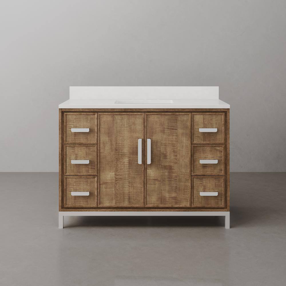 Westin 48" Lustrous Walnut Freestanding Single Bathroom Vanity with Quartz Top