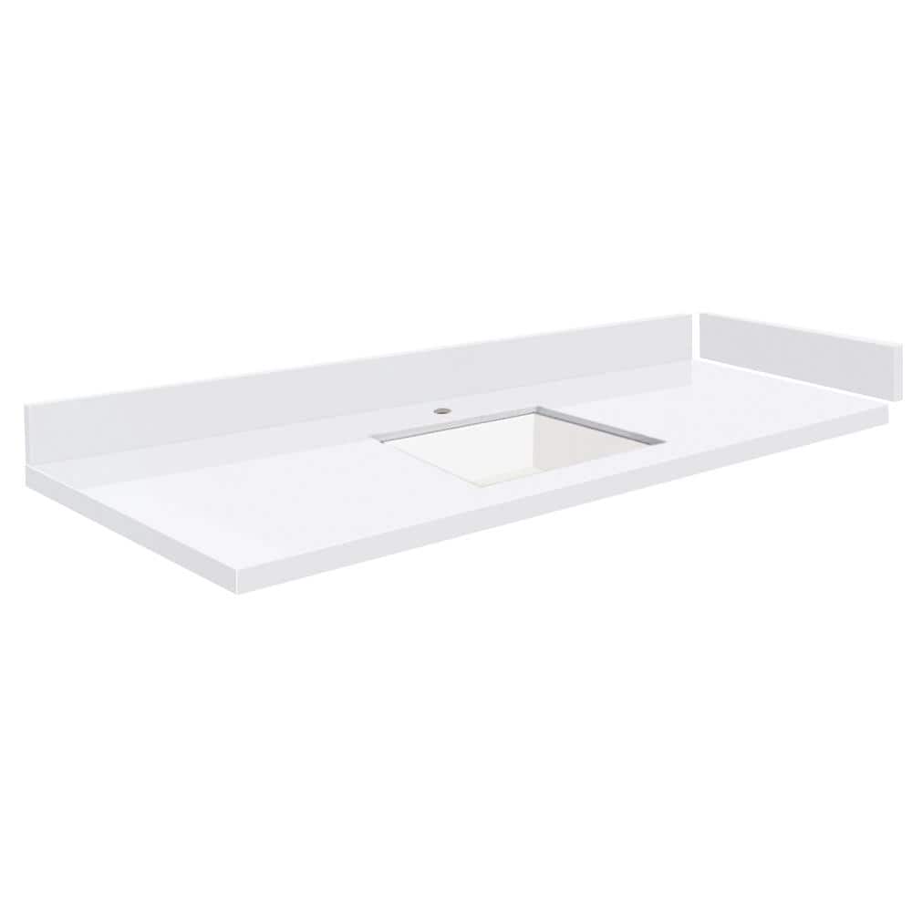 Silestone 55.5 in. W x 22.25 in. D Quartz White Rectangular Single Sink Vanity Top in Miami White price history on PriceWatchPro