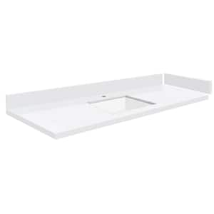 Silestone 55.5 in. W x 22.25 in. D Quartz White Rectangular Single Sink Vanity Top in Miami White