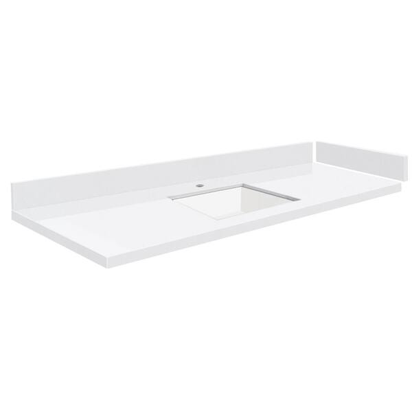 Transolid Silestone 57.75 in. W x 22.25 in. D Quartz White Rectangular Single Sink Vanity Top in Miami White