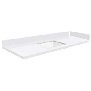 Silestone 58.5 in. W x 22.25 in. D Quartz White Rectangular Single Sink Vanity Top in Miami White