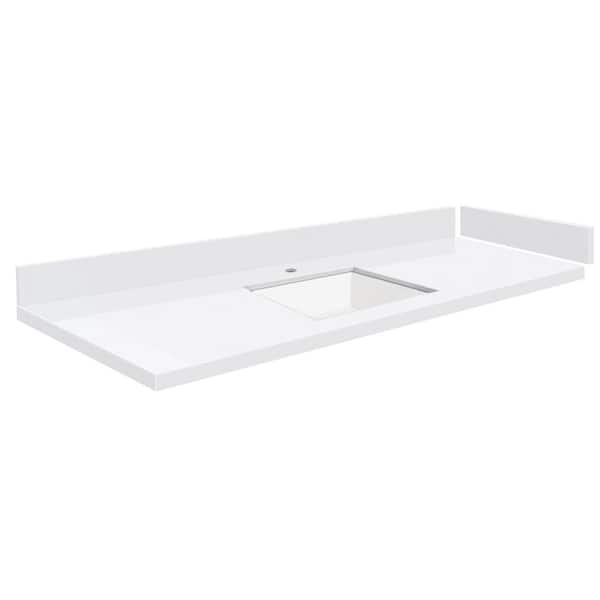 Transolid Silestone 60.5 in. W x 22.25 in. D Quartz Vanity Top in Miami White with White Rectangular Single Sink