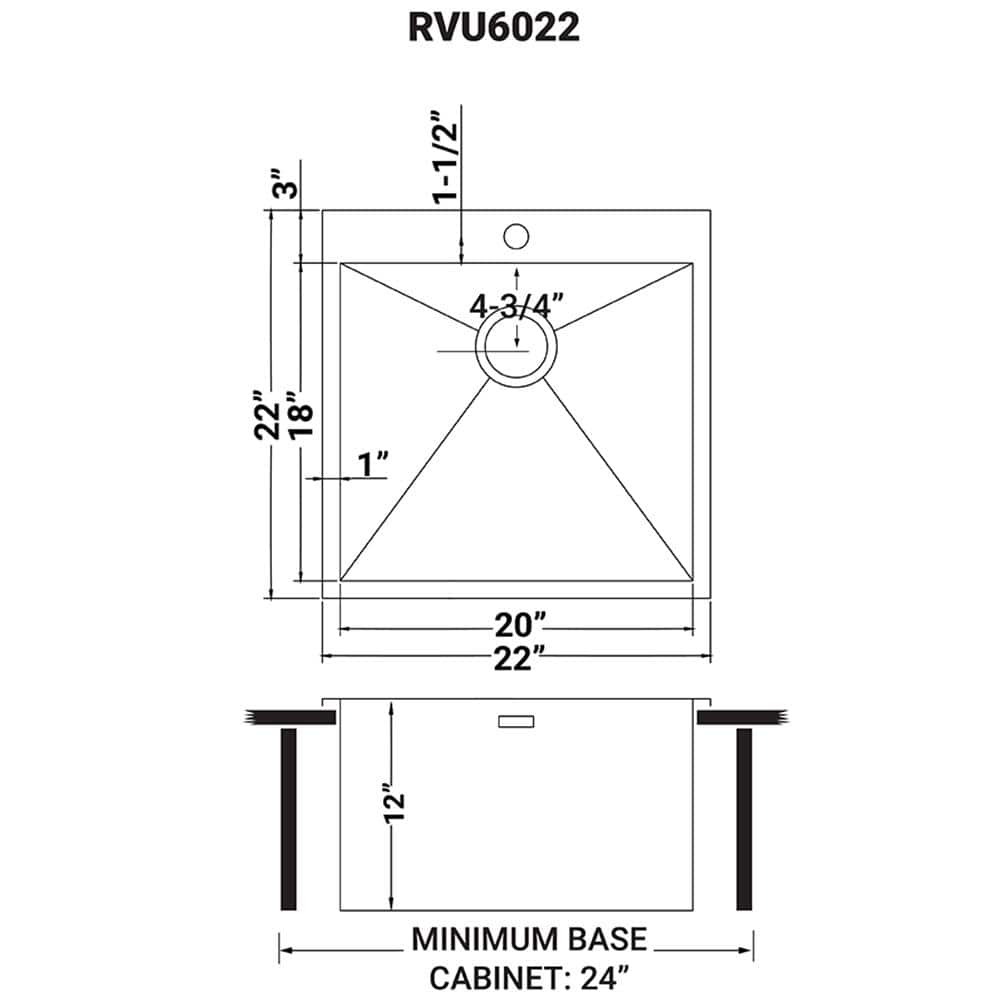 Ruvati 22" x 22" Stainless Steel Drop-In Utility Sink
