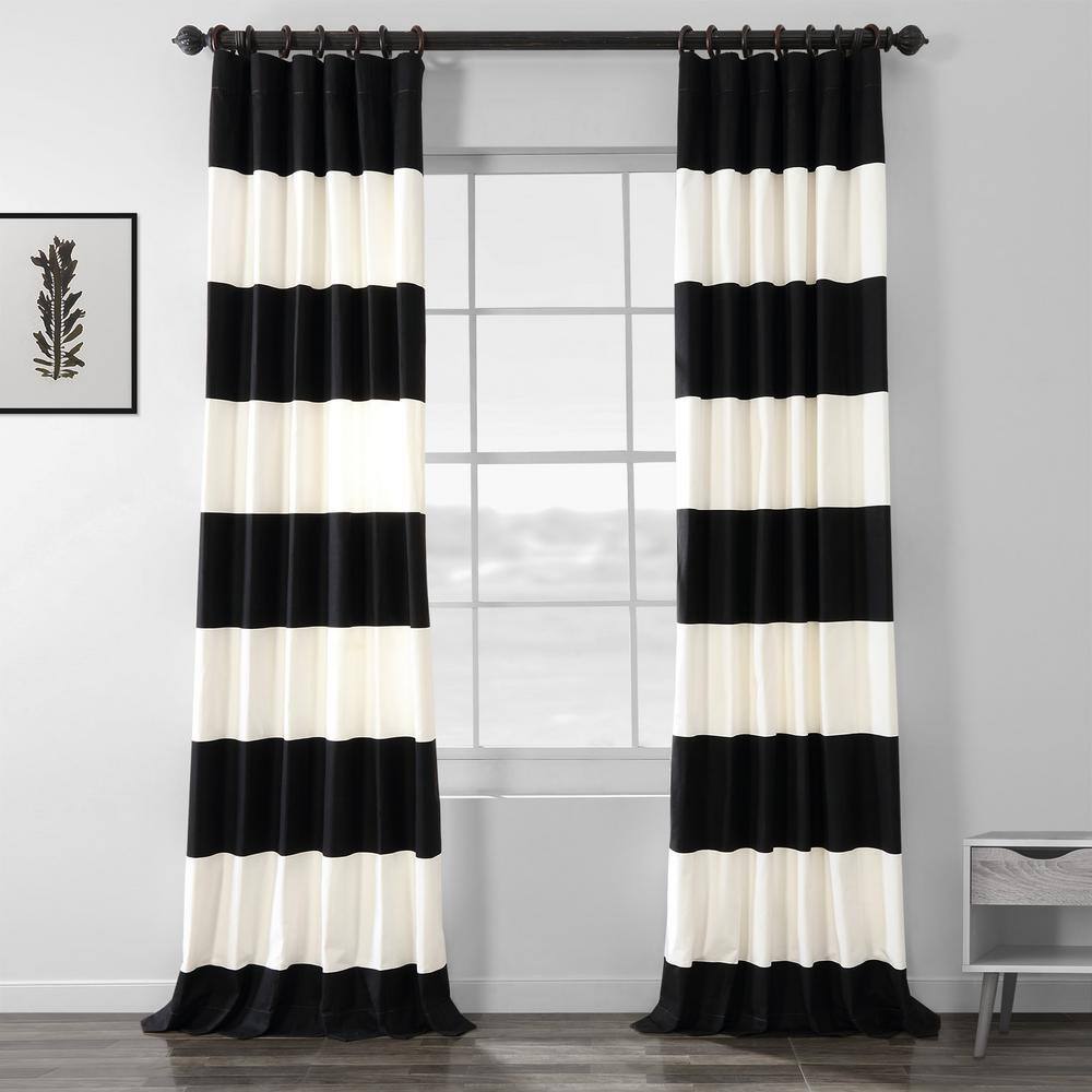 Exclusive Fabrics Furnishings Onyx, Black And Ivory Striped Curtains
