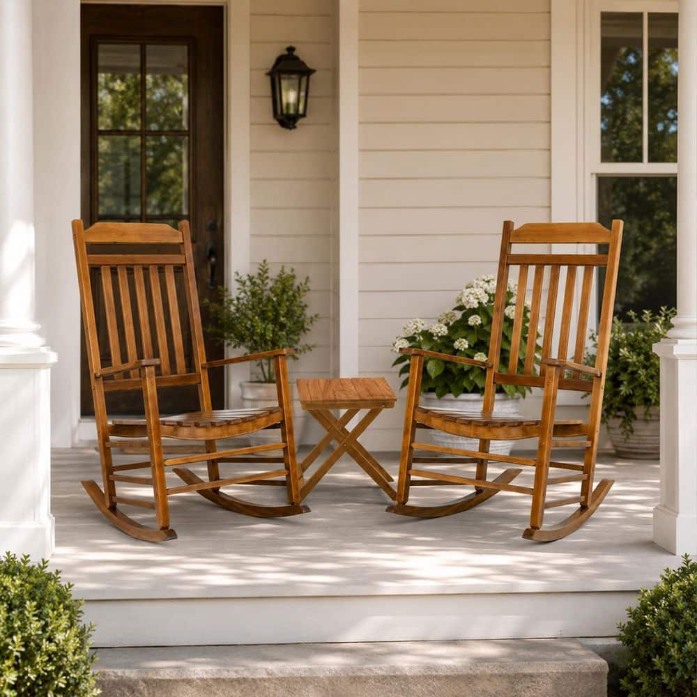 Porch Rocker Can KOZYARD Porch Rocker Solid Black Wood Outdoor Rocking Chair Set of 2 ...