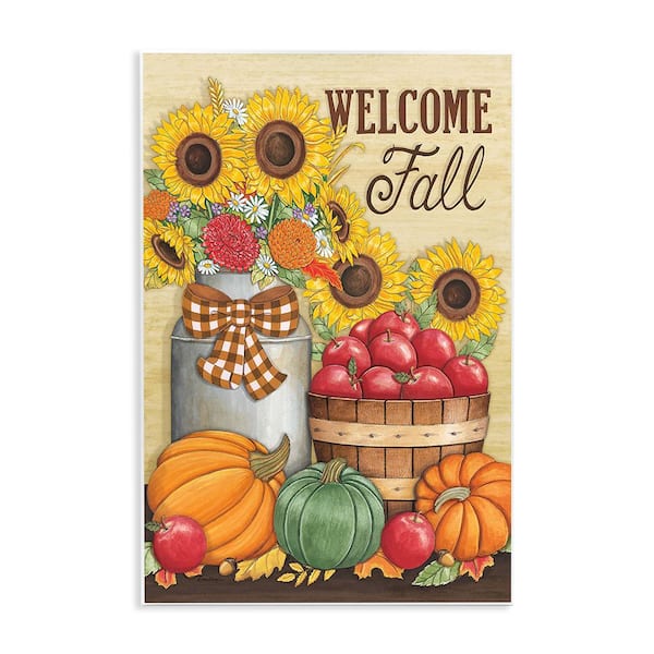 Stupell Industries Fall Harvest Welcome Phrase by Deb Strain 1-Piece Unframed Graphic Print Nature Poster Art Print 15 in. x 10 in.