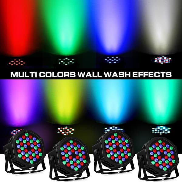 Lukyamzn 36LEDs RGB Stage Par Lights - Sound Activated Auto Play by Remote & DMX Control Uplights - 4 Pack