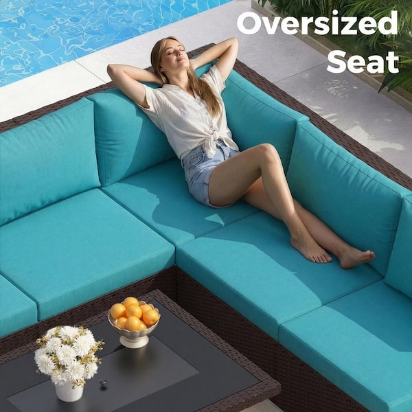 FINCATI Luxury 13-Piece Patio Espresso Rattan Outdoor Sofa Set