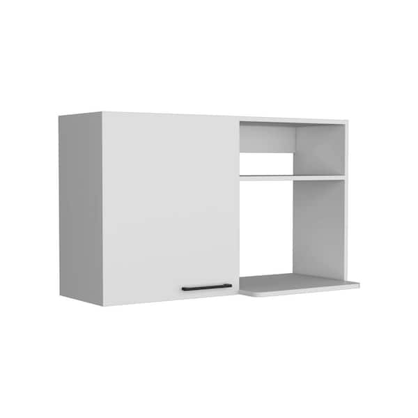 Siavonce 39.40 in. W x 15.70 in. D x 23.60 in. H Bathroom Storage Wall Cabinet in White with Single Door and Two Open Shelves