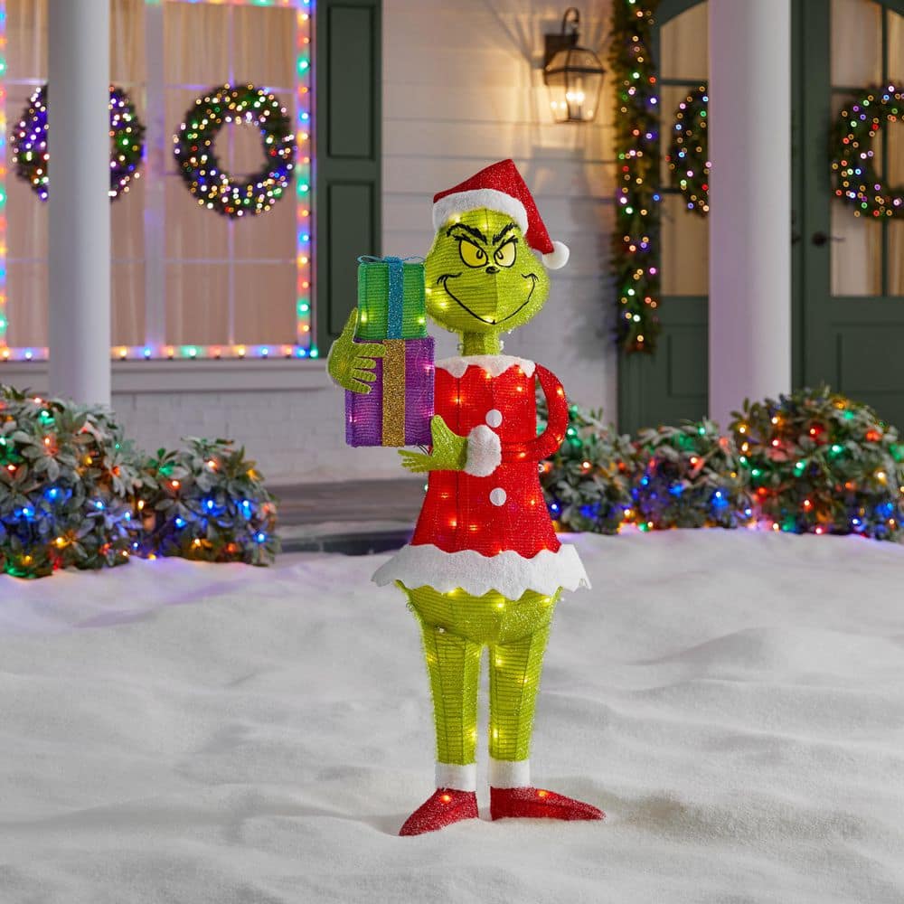Grinch Dr. Seuss's The Grinch Lighted Tinsel Yard Sculpture Holiday Yard Decoration 25GM86300
