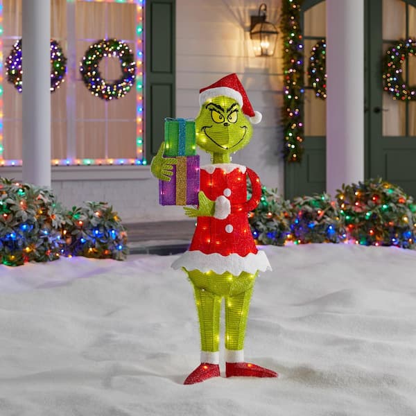 Dr. Seuss's The Grinch Lighted Tinsel Yard Sculpture Holiday Yard Decoration