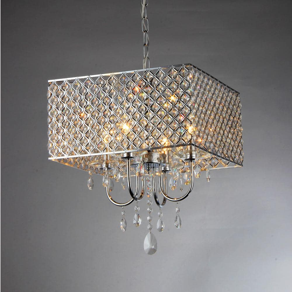 Royal 17" Chrome and Crystal Drum Chandelier