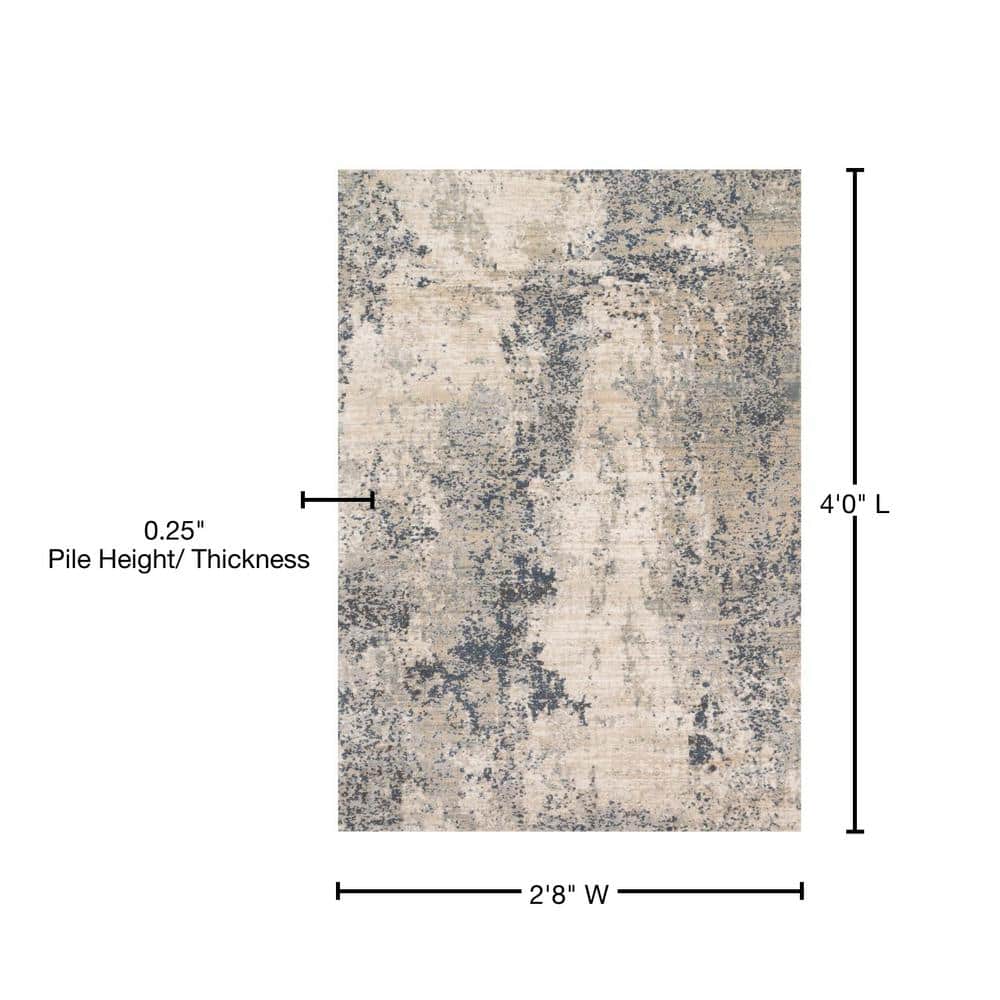 Ivory Abstract Reversible Handmade Synthetic Rug 32" x 48"