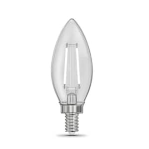 25-Watt Equivalent B10 E12 Candelabra Dimmable White Filament Clear Chandelier LED Light Bulb, Daylight 5000K (3-Pack)