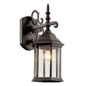 Josephine 14 in. 1-Light Rust Outdoor Wall Light Fixture with Clear Glass